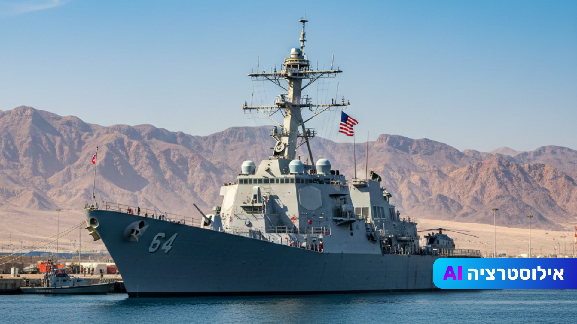 משחתת אמריקאית עגנה באילת: היערכות לסגירת המסדרון הימי