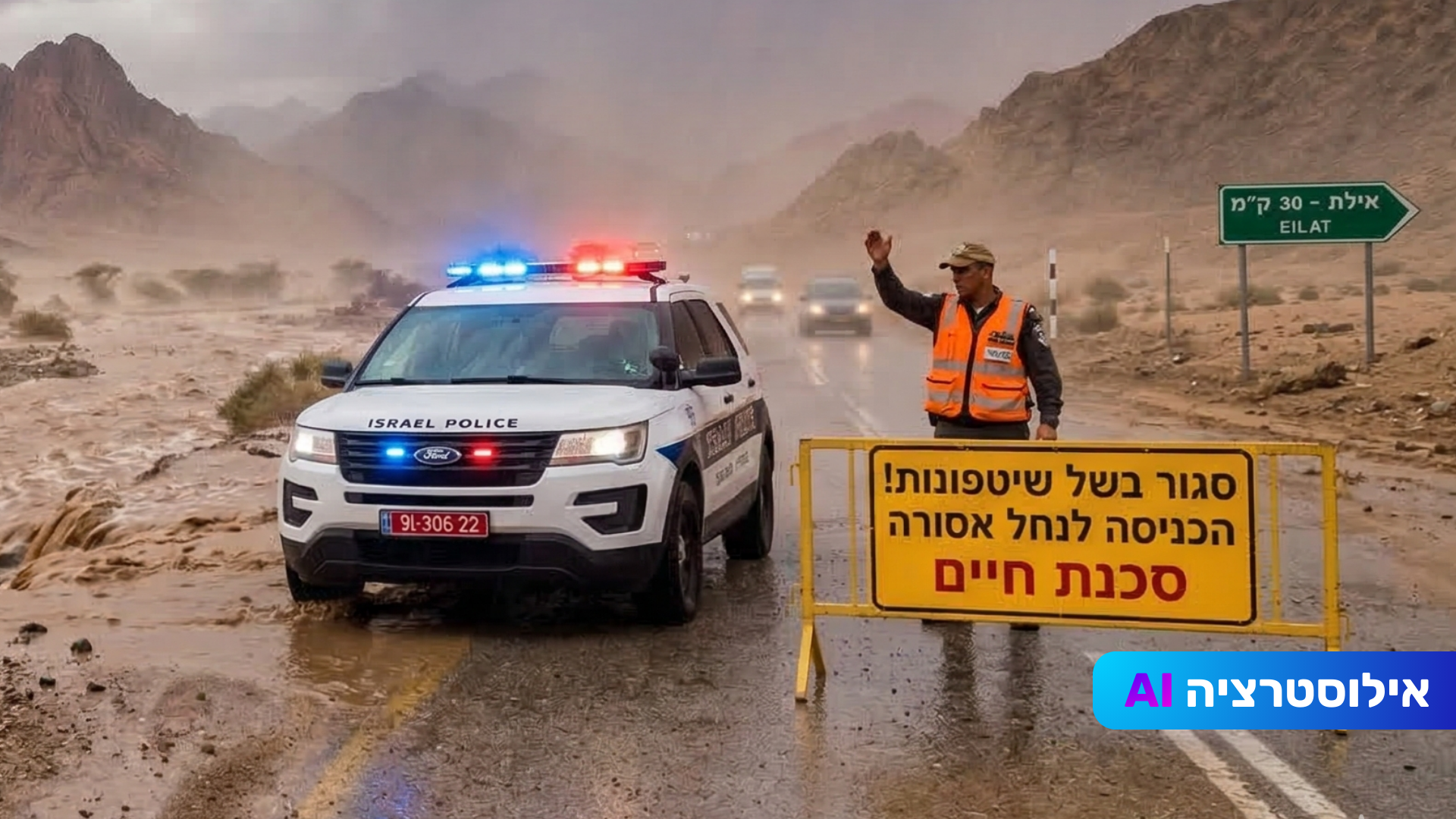כוננות שיטפונות: המשטרה חוסמת כבישים מרכזיים בדרום