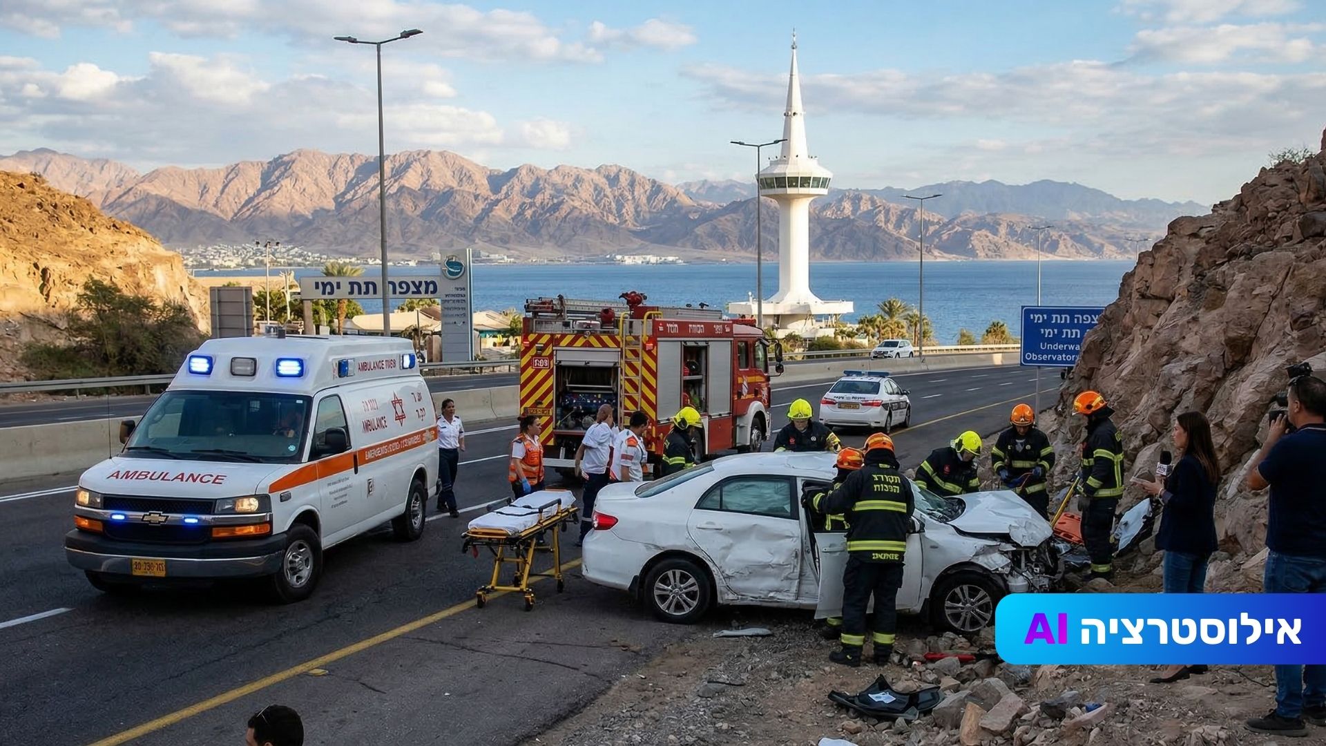 תאונה קשה באילת: נהג נפצע באורח קשה סמוך למצפה התת ימי