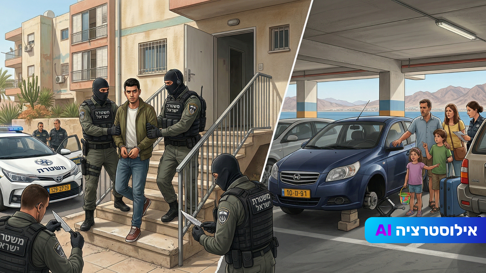 דרמה באילת: חמוש בסכין פרץ לדירה ונעצר; גל גניבות רכבים מנופשים