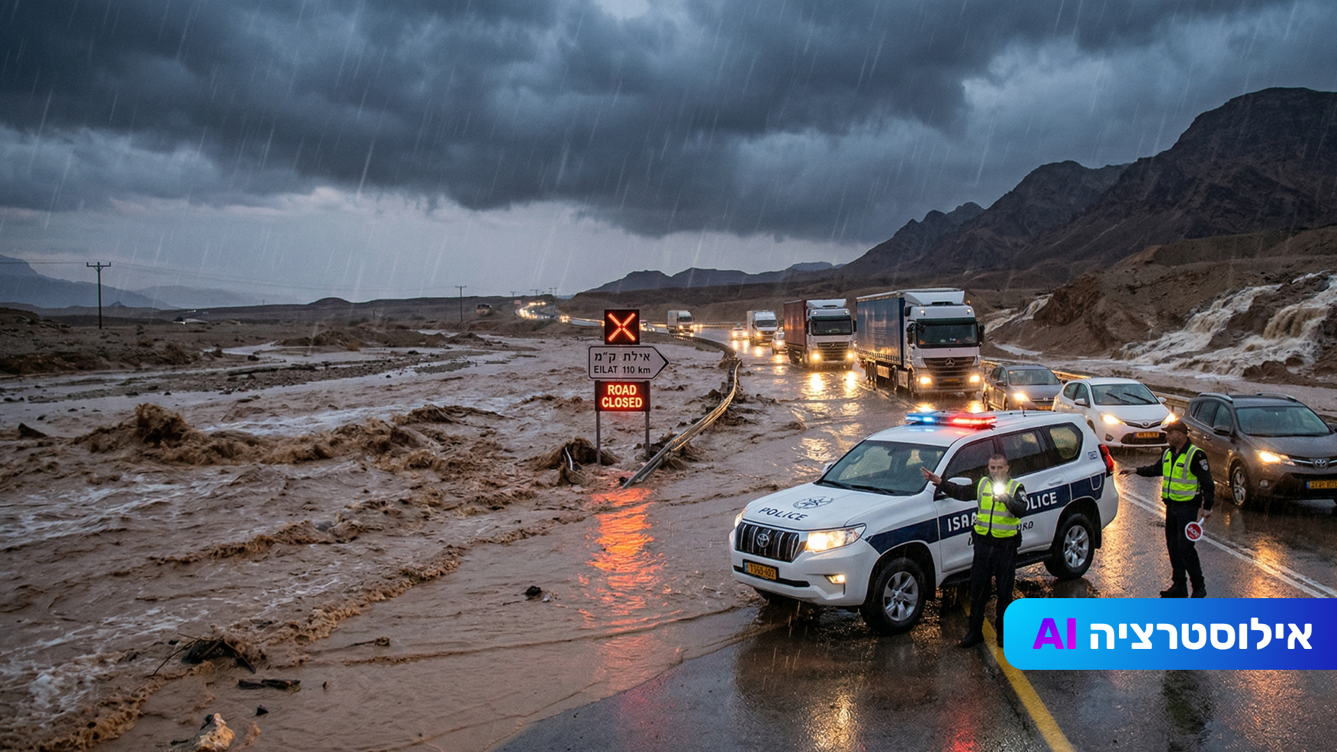 אזהרה חמורה: שיטפונות בנגב ובערבה, סכנת חסימות בכבישים לאילת