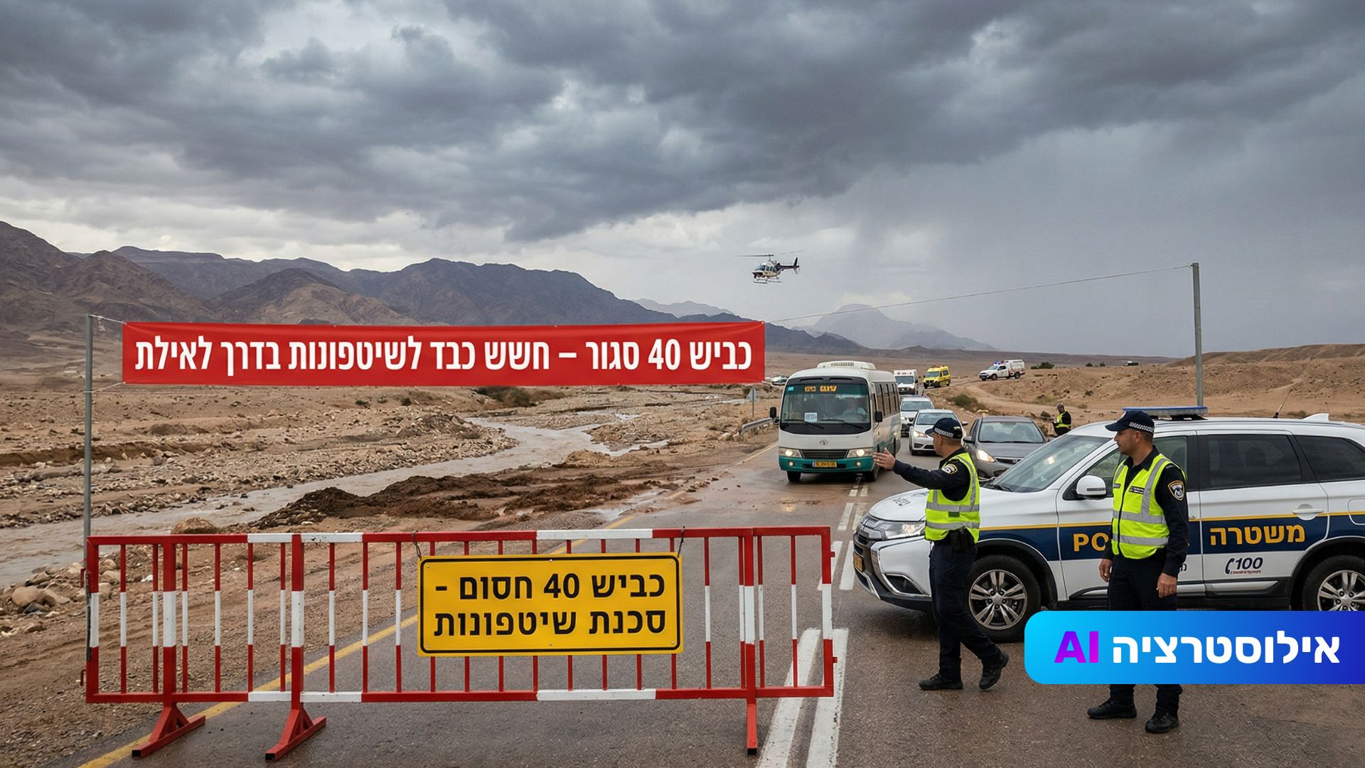 אילת במצור? חשש כבד משיטפונות בדרכי הגישה לעיר; כביש 40 נחסם